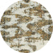 Round Machine Washable Abstract Brown Rug, wshabs931