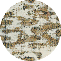 Round Abstract Brown Modern Rug, abs931
