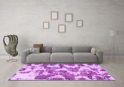 Machine Washable Abstract Purple Modern Area Rugs in a Living Room, wshabs931pur