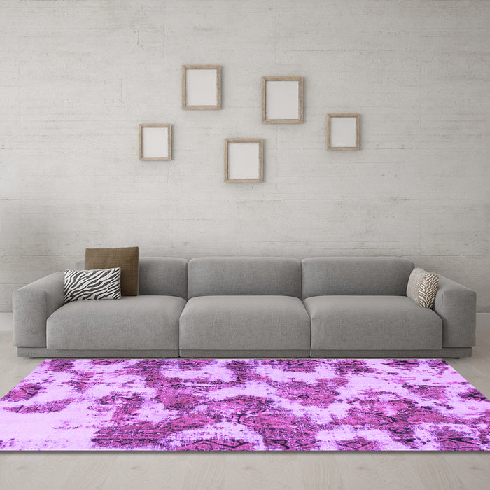 Machine Washable Abstract Purple Modern Area Rugs in a Living Room, wshabs931pur