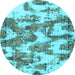 Round Abstract Light Blue Modern Rug, abs931lblu