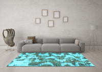 Machine Washable Abstract Light Blue Modern Rug, wshabs931lblu