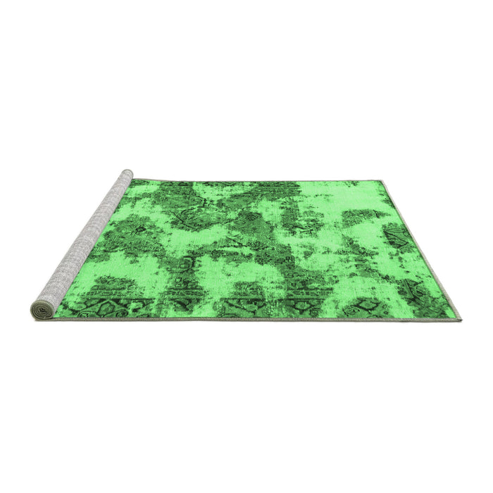 Sideview of Machine Washable Abstract Emerald Green Modern Area Rugs, wshabs931emgrn
