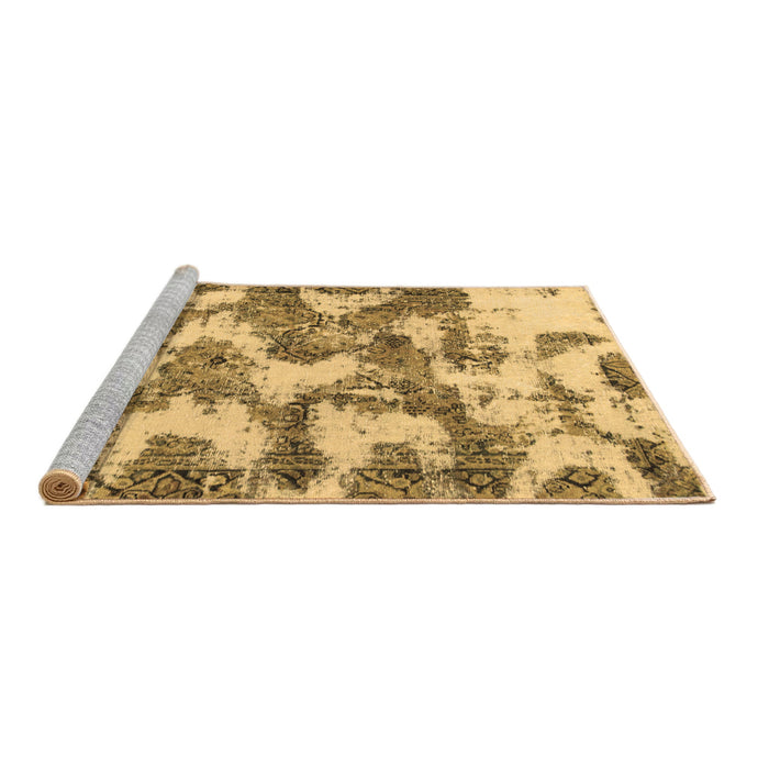 Sideview of Machine Washable Abstract Brown Modern Rug, wshabs931brn