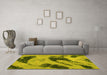 Machine Washable Abstract Yellow Modern Rug in a Living Room, wshabs932yw