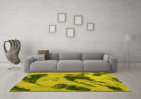 Machine Washable Abstract Yellow Modern Rug, wshabs932yw