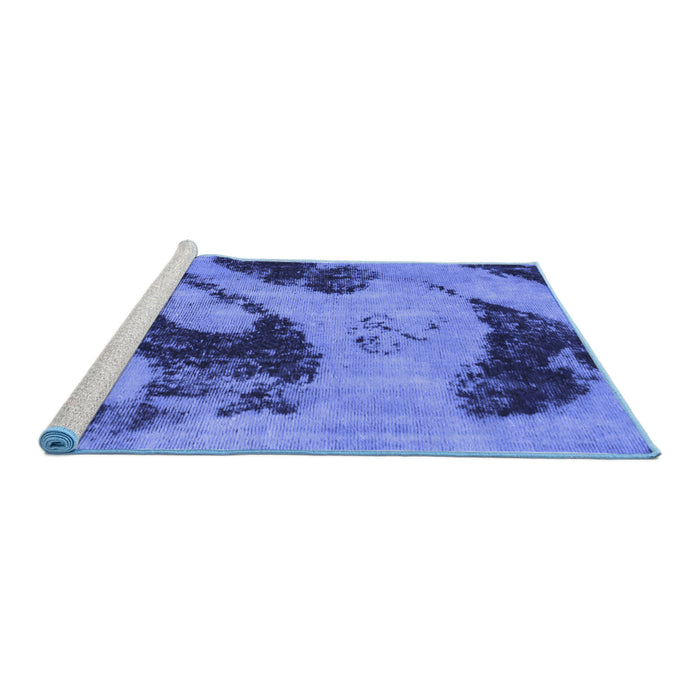 Sideview of Machine Washable Abstract Blue Modern Rug, wshabs932blu