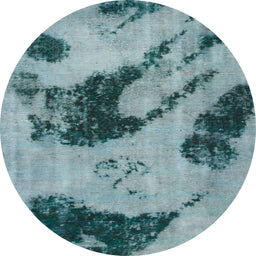 Round Machine Washable Abstract Greenish Blue Green Rug, wshabs932
