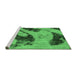 Sideview of Machine Washable Abstract Emerald Green Modern Area Rugs, wshabs932emgrn