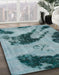 Machine Washable Abstract Greenish Blue Green Rug in a Family Room, wshabs932