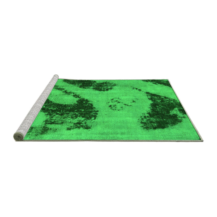 Sideview of Machine Washable Abstract Green Modern Area Rugs, wshabs932grn