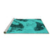 Sideview of Machine Washable Abstract Turquoise Modern Area Rugs, wshabs932turq