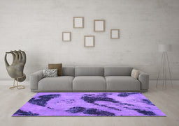 Machine Washable Abstract Purple Modern Area Rugs in a Living Room, wshabs932pur