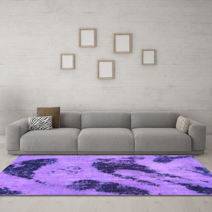 Machine Washable Abstract Purple Modern Area Rugs in a Living Room, wshabs932pur