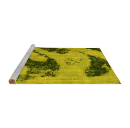 Sideview of Machine Washable Abstract Yellow Modern Rug, wshabs932yw
