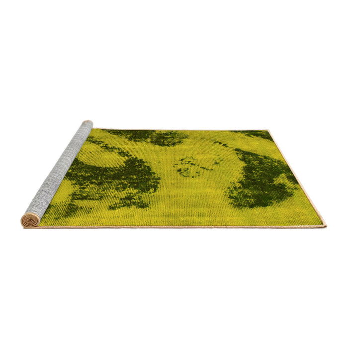 Sideview of Machine Washable Abstract Yellow Modern Rug, wshabs932yw