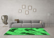 Machine Washable Abstract Green Modern Area Rugs in a Living Room,, wshabs932grn