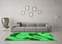 Machine Washable Abstract Green Modern Rug, wshabs932grn