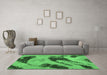 Machine Washable Abstract Emerald Green Modern Area Rugs in a Living Room,, wshabs932emgrn