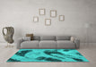 Machine Washable Abstract Turquoise Modern Area Rugs in a Living Room,, wshabs932turq