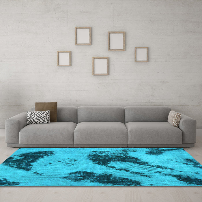 Machine Washable Abstract Light Blue Modern Rug in a Living Room, wshabs932lblu
