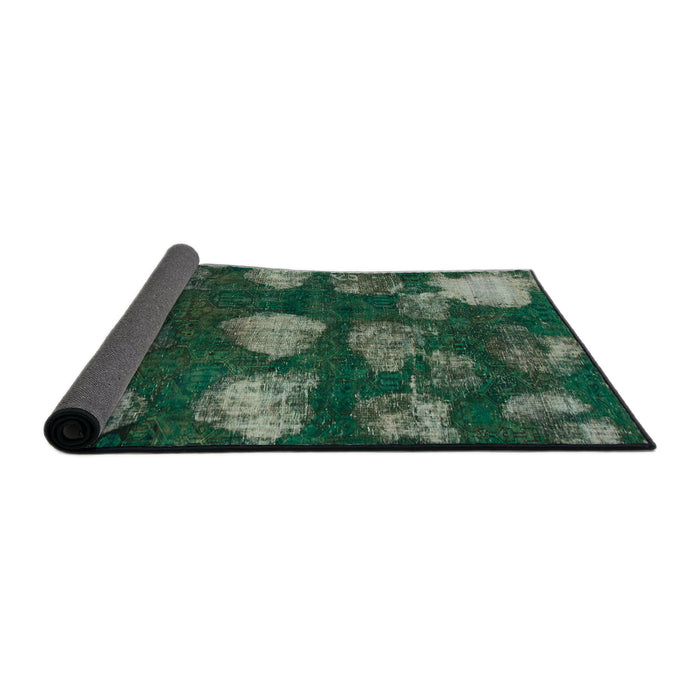 Sideview of Abstract Deep Teal Green Modern Rug, abs933