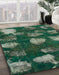 Machine Washable Abstract Deep Teal Green Rug in a Family Room, wshabs933