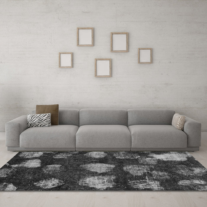 Machine Washable Abstract Gray Modern Rug in a Living Room,, wshabs933gry