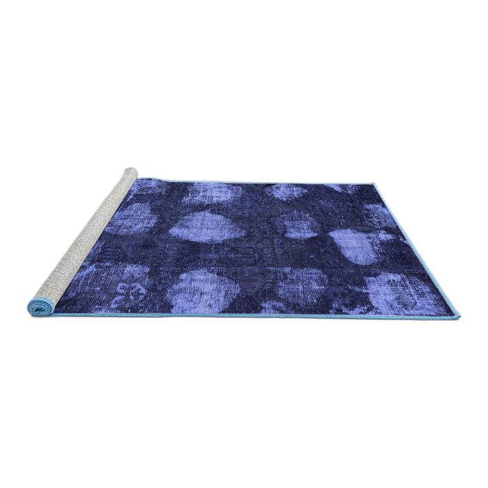 Sideview of Machine Washable Abstract Blue Modern Rug, wshabs933blu
