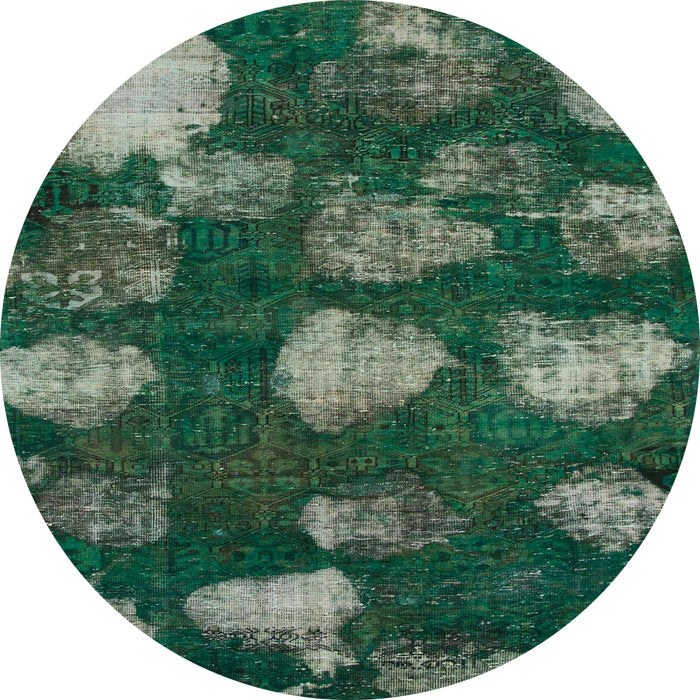 Round Abstract Deep Teal Green Modern Rug, abs933