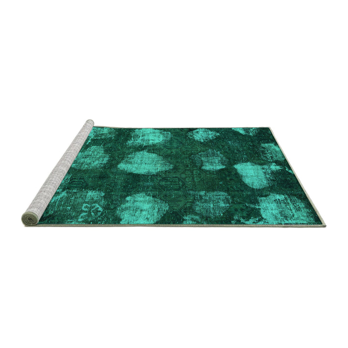 Sideview of Machine Washable Abstract Turquoise Modern Area Rugs, wshabs933turq