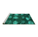 Sideview of Machine Washable Abstract Turquoise Modern Area Rugs, wshabs933turq