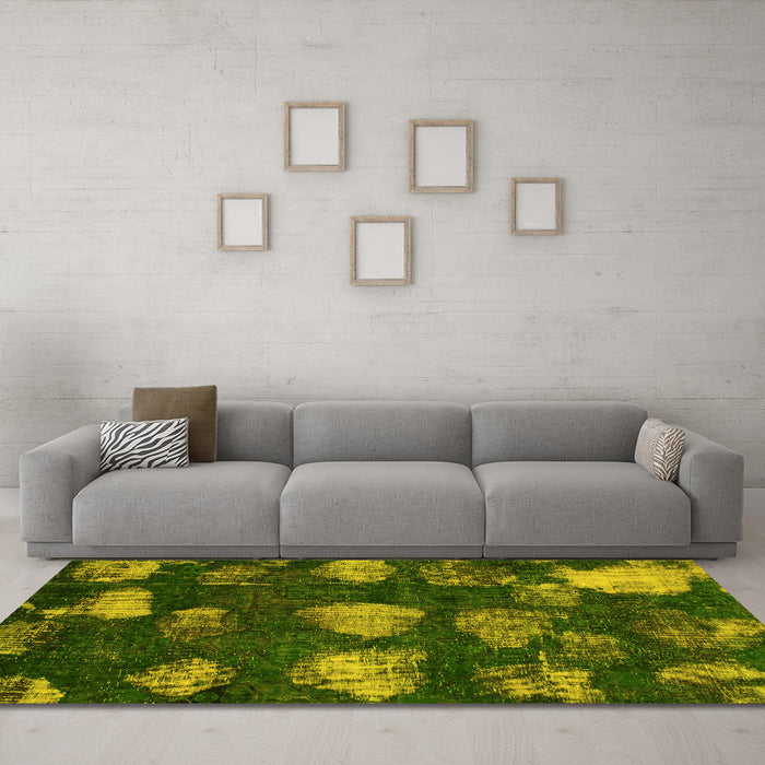 Machine Washable Abstract Yellow Modern Rug in a Living Room, wshabs933yw