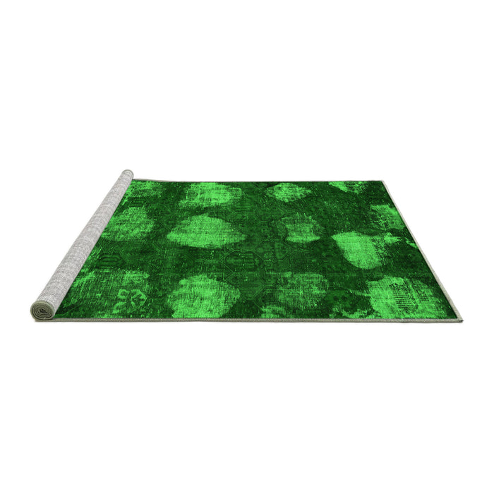 Sideview of Machine Washable Abstract Green Modern Area Rugs, wshabs933grn