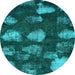 Round Abstract Light Blue Modern Rug, abs933lblu