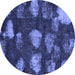 Round Abstract Blue Modern Rug, abs933blu