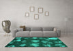 Machine Washable Abstract Turquoise Modern Area Rugs in a Living Room,, wshabs933turq