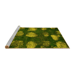 Sideview of Machine Washable Abstract Yellow Modern Rug, wshabs933yw
