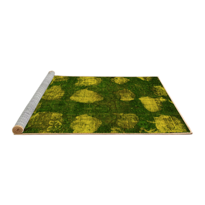 Sideview of Machine Washable Abstract Yellow Modern Rug, wshabs933yw
