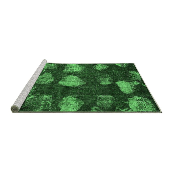 Sideview of Machine Washable Abstract Emerald Green Modern Area Rugs, wshabs933emgrn