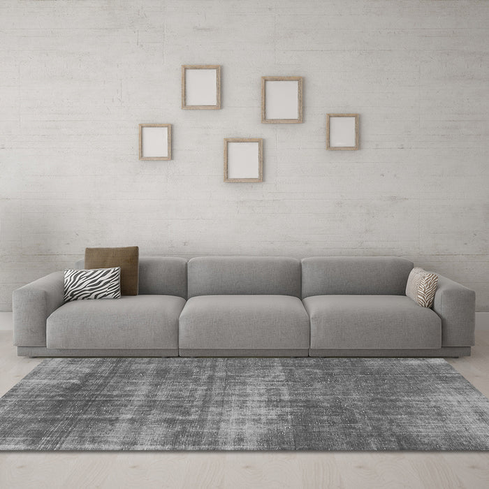 Machine Washable Abstract Gray Modern Rug in a Living Room,, wshabs934gry