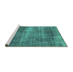 Sideview of Machine Washable Abstract Turquoise Modern Area Rugs, wshabs934turq