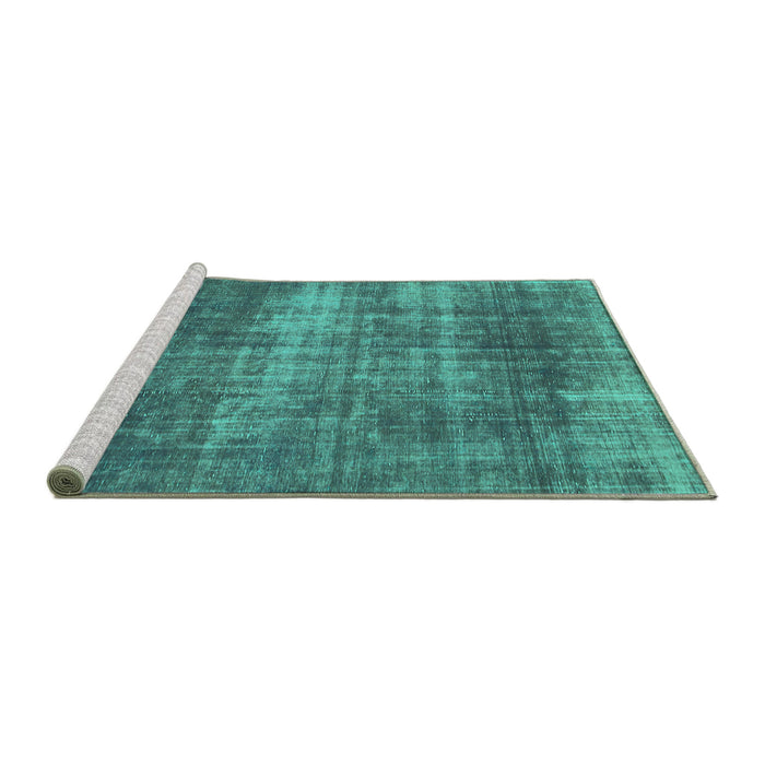Sideview of Machine Washable Abstract Turquoise Modern Area Rugs, wshabs934turq