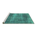 Sideview of Machine Washable Abstract Turquoise Modern Area Rugs, wshabs934turq