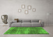 Machine Washable Abstract Green Modern Area Rugs in a Living Room,, wshabs934grn