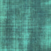 Square Abstract Turquoise Modern Rug, abs934turq