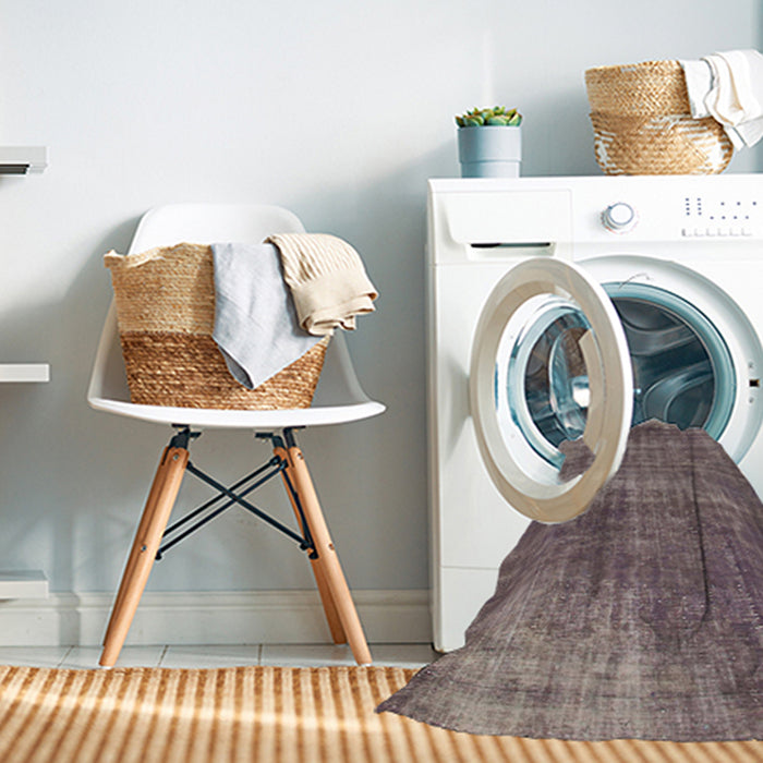 Machine Washable Abstract Purple Rug in a Washing Machine, wshabs934