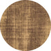 Round Abstract Brown Modern Rug, abs934brn