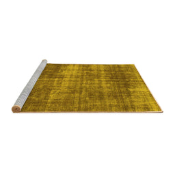 Sideview of Machine Washable Abstract Yellow Modern Rug, wshabs934yw