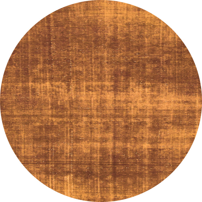 Round Machine Washable Abstract Orange Modern Area Rugs, wshabs934org